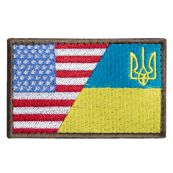 Шеврон нашивка на липучке флаг Украины и США, вышитый патч 5х8 см