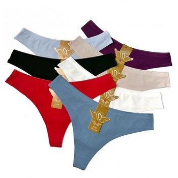 Женские трусики стринги XL однотонные 13510 - 7 шт