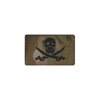 Шеврон на липучці Laser Cut UMT Піратський прапор 80х50 мм Чорний/Мультикам