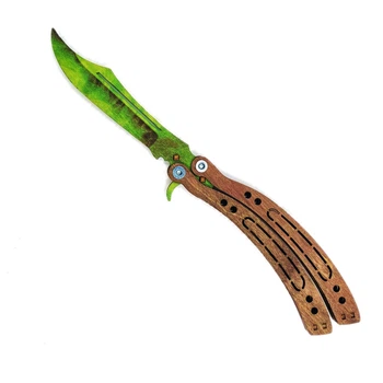 Нож детский деревянный Бабочка Emerald Green из CS GO, Сувенир Декор