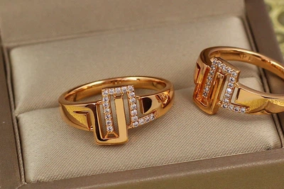 Кольцо Xuping Jewelry тетрис р 16 золотистое