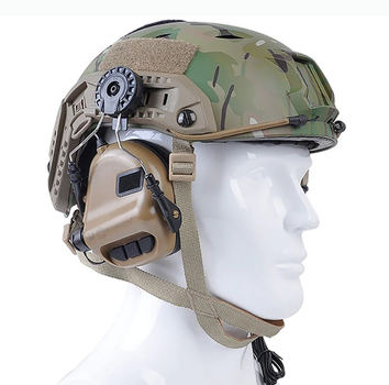Активні тактичні навушники Earmor M31H mod 3 Coyote Tan для шолома Fast та інших