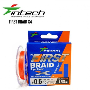 Шнур плетеный Intech First Braid X4 Orange 150m (2.5 (34lb /15kg)),FS0642002