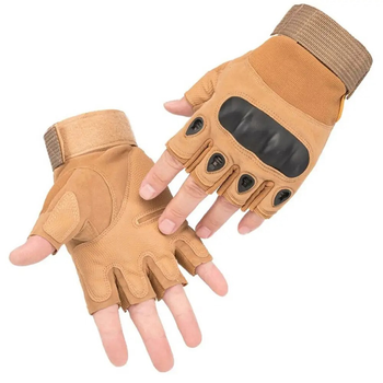 Тактичні рукавиці з відкритими пальцями Пісок L