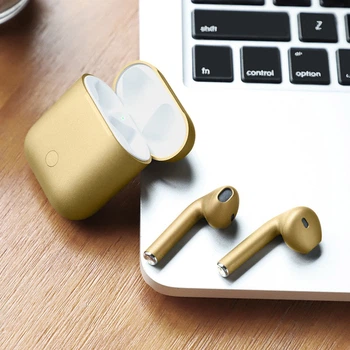 Навушники Bluetooth Hoco ES28 золотого кольору з кейсом P001, що працюють без дротів.