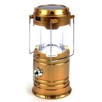 Кемпинговый фонарь аккумуляторный G5800 с солнечной батареей и USB Gold встроенный аккумулятор