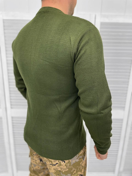 Вязаный мужской свитер с вышивкой флагом на рукаве / Теплая кофта хаки размер M