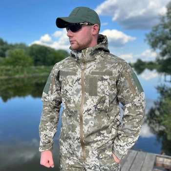 Мужская водонепроницаемая куртка Softshell с капюшоном и липучками под шевроны пиксель размер S