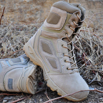 Мужские замшевые Ботинки Han-Wild Outdoor на резиновой подошве / Демисезонные Берцы койот размер 44