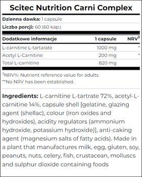 Suplement diety Scitec Nutrition Carni Complex 60 kapsułek (5999100029460)