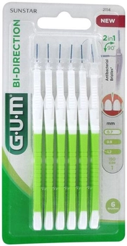 Зубні щітки GUM Bi-Direction 0.7 мм Green 6 шт (7630019903370)
