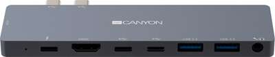 Мультипортова док-станція Canyon 8-в-1 USB Type C (CNS-TDS08DG)