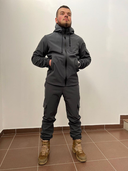 Тактичний водовідштовхувальний костюм із матеріалу Softshell (куртка + штани) XL, Сірий