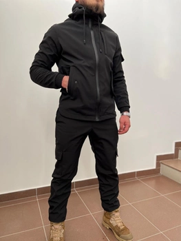 Тактичний водовідштовхувальний костюм із матеріалу Softshell (куртка + штани) XL, Чорний