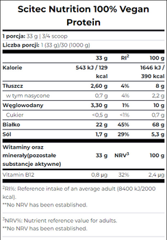 Białko Scitec Nutrition 100% Vegan Protein 1000g Hazelnut-walnut (5999100022614)