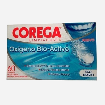 Таблетки для очищення зубних протезів і брекетів Corega Active Oxygen 3 Minute 60 таблеток (8470003497794)