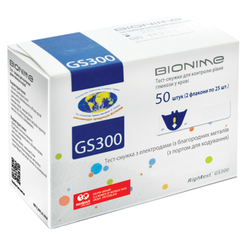 Тест-полоски для глюкометра Bionime Rightest GS300 50 шт. (4710627330218)