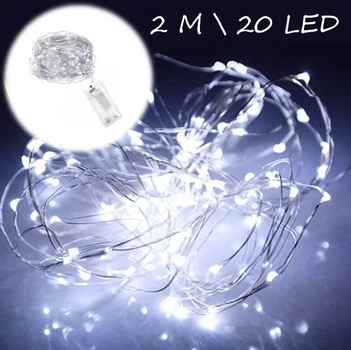 Гірлянда на батарейках крапля роси мідний провід 2 метри 20 LED Dew Drop Cool White