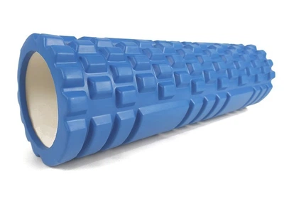 Массажный ролик 45 см роллер для фитнеса, йоги EasyFit Grid Roller v.2.1 Синий (МФР валик для массажа всего тела: рук, ног, спины, шеи)