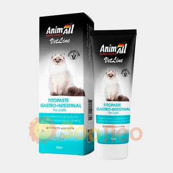 Фитопаста AnimAll VetLine Gastrointestinal Fitopaste для нормализации работы ЖКТ у кошек, 100 г