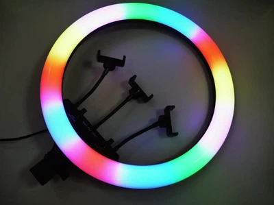 Кольцевая лампа RGB Ring Light LED 3 крепления MJ-18 55.5 см Черный 2500К-6000К (MJ18KLCVLMP) TIN66