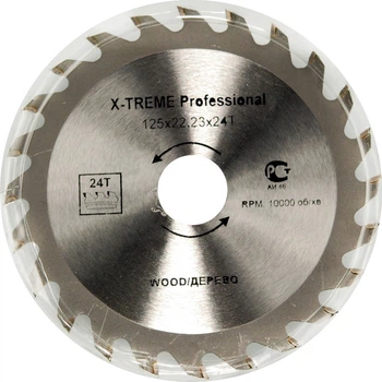 Пильный диск по дереву X-Treme 125X22.23, 24 зуб., арт.дск049