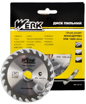 Пильный диск по дереву Werk 115X22.23, 24 зуб. - 1 шт, арт.дск022