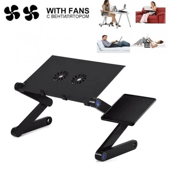 Стіл для ноутбука розкладний багатофункціональний трансформер Laptop Table T8 з вентиляторами