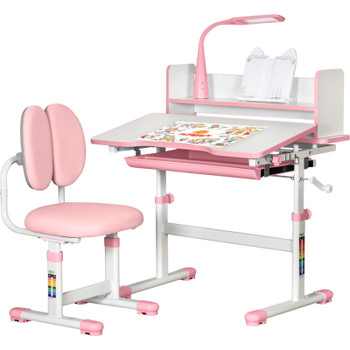 Парта со стулом ErgoKids Pink (+полка+лампа) (BD-24 PN)