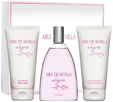 Zestaw damski Aire de Sevilla AlegrIa Eau De Toilette Spray 150 ml + Balsam do ciała 150 ml + Żel pod prysznic 150 ml (8411047136058)