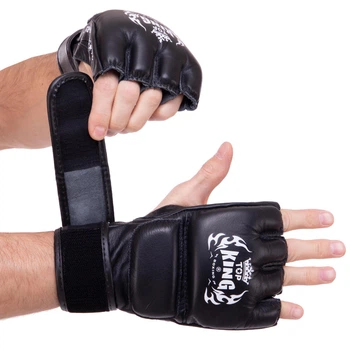 Перчатки для смешанных единоборств MMA кожаные TOP KING Super TKGGS размер: XL Цвет: Черный