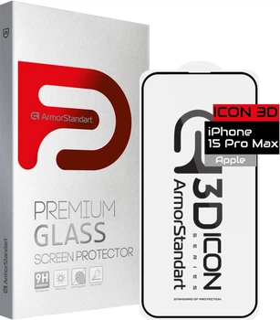 Защитное стекло ArmorStandart Icon 3D для смартфона Apple iPhone 15 Pro Max Black (ARM68216)