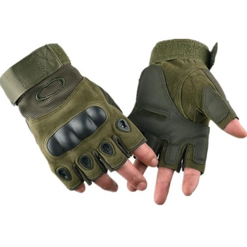 Тактические беспалые перчатки (олива) (размер L)