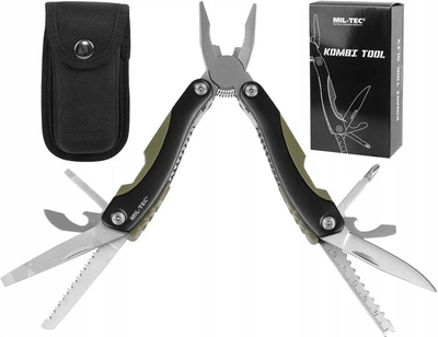 Мультитул багатофункціональний ніж з чохлом, оливка Mil-Tec Multitool Kombi 15402001
