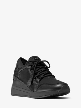 Сникерсы женские Michael Kors Liv Scuba and Lizard Embossed Leather Trainer (размер: 37, 23см)