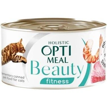 Влажный корм Optimeal Beauty Fitness для кошек полосатый тунец в соусе с креветками 70г