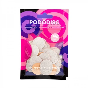 Змінні файли для педикюрного диска Staleks PRO Pododisc M d=20 мм 180 грит 50 шт колір білий (4820241065592)