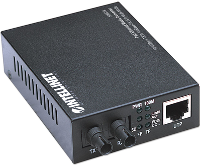 Media konwerter ntellinet 10/100Base-Tx to 100Base-Fx (ST) Multi-Mode, 2 km (1.24 mi) (Euro 2-pin plug) (766623506519)