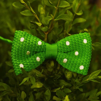 Метелик Bow Tie House Basic в'язаний зелений в білий горошок 05763