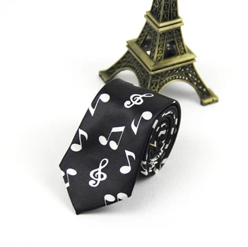 Галстук Bow Tie House Basic узкий черный с нотами - музыкальный 08751