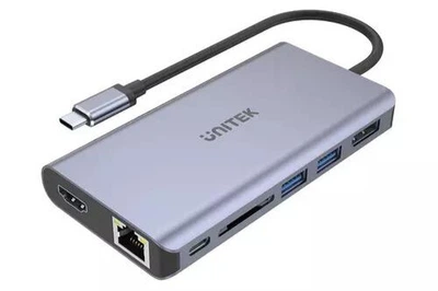 USB-хаб Unitek USB-C 2x USB 3.1/HDMI/ DP/RJ45/CardReader SD (4894160043283)