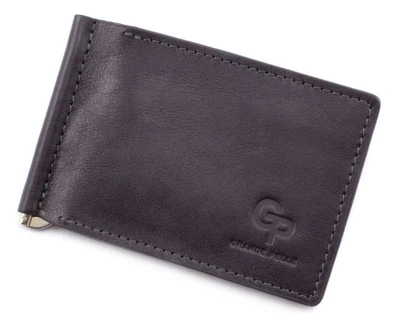 Чёрный кожаный зажим для денег с монетницой Grande Pelle 125610