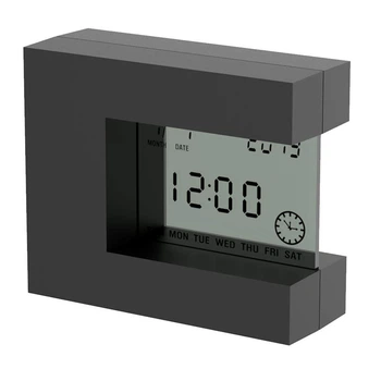 Настольные часы хайтек с термометром KADIO KD-1825 Черные