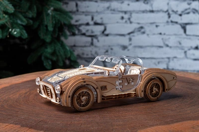 Механический 3Д пазл конструктор коллекционная модель из дерева Viter Models «Спортивный ретро-автомобиль» DIY 442 детали (Speedster-V2)