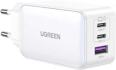 Ładowarka sieciowa Ugreen CD224/15334 2xUSB-A 1xUSB-C QC4.0 65W GaN Tech Fast Biała