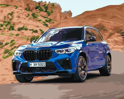 Картина по номерам 40×50 см Kontur. Скорость. Синий БМВ. DS0518