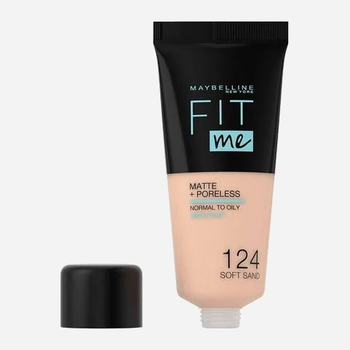 Тональний крем Maybelline New York Fit Me Matte + Poreless 124 Soft Sand 30 мл (3600531429539)