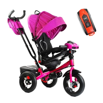 Дитячий триколісний велосипед-коляска з батьківською ручкою Best Trike 6088 F - 508-96 з поворотним сидінням та надувними колесами, Рожевий