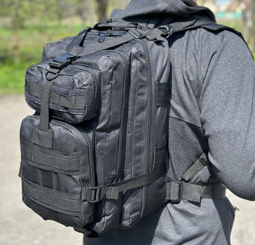 Тактический рюкзак штурмовой Tactic военный рюкзак на 25 литров Черный (ta25-black)