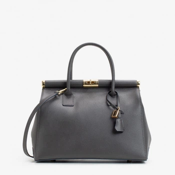 Сумка жіноча шкіряна саквояж середня Regina Notte Travel bag 3201 Темно-сірий